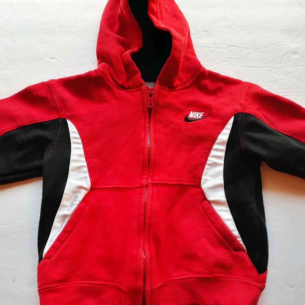 Nike Boys Sweatshirt Jacket Hoodie Red Black Zip 18 Months